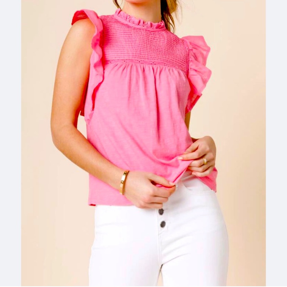 Francesca’s Studio 19 Pink Ruffled Sleeveless Tank